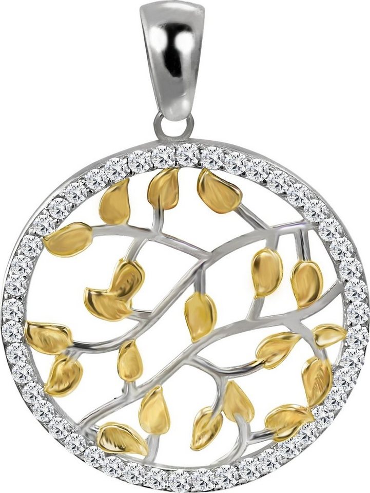 SilberDream Kettenanhänger SilberDream Damen Kreis Ketten-Anhänger goldfarben (Kettenanhänger), Kettenanhänger (Kreis) 925 Sterling Silber, silber, gold ca. 3,2cm von SilberDream