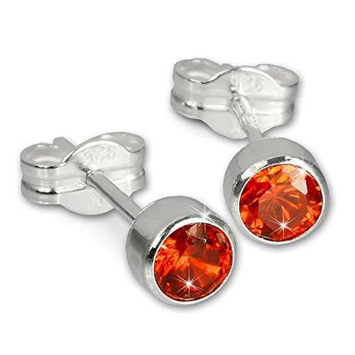 SilberDream Ohrringe 5mm Damen 925 Silber Ohrstecker Zirkonia orange SDO503O Silber Ohrstecker von SilberDream