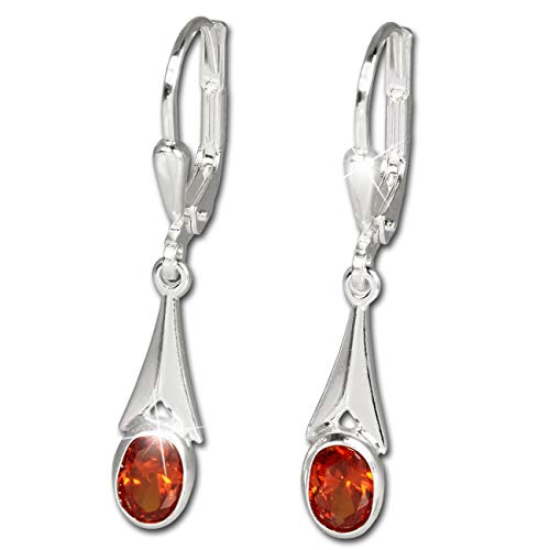 SilberDream Ohrringe für Damen 925 Silber Ohrhänger Zirkonia orange SDO514O Silber Ohrhänger von SilberDream