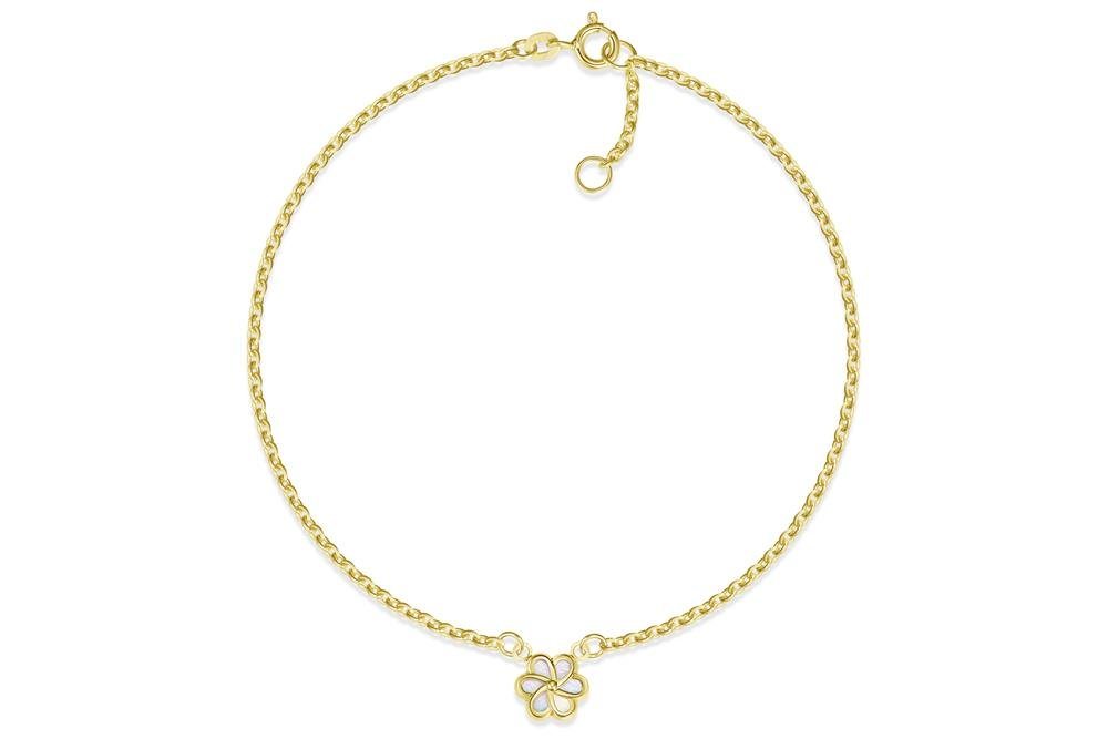 Silberkettenstore Fußkette Fußkette Erbse 1,8mm mit Blüte - echt 585 Gold, Länge wählbar von Silberkettenstore