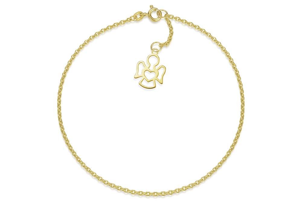 Silberkettenstore Fußkette Fußkette Erbse 1,8mm mit Engel -echt 585 Gold, Länge 23cm von Silberkettenstore