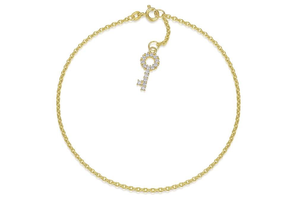 Silberkettenstore Fußkette Fußkette Erbse 1,8mm mit Schlüssel - echt 585 Gold, Länge 24cm von Silberkettenstore