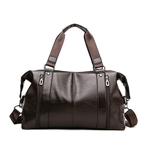 Bai Shi Wu Fitness Reisetasche Gym Handtasche Training Sport Leder Männer Frauen Duffel Schulter Umhängetasche Yoga Reisen Sporttasche Turnbeutel (Farbe: Braun) von SilteD