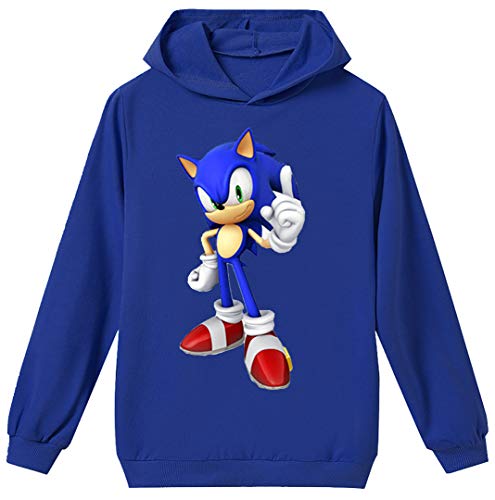 Silver Basic Fun Bekleidung Sweatshirt Hooded Sweatshirt Langarm Kleidung Jungen Mädchen Cosplay Kostüme,blau Sonic,110-1 von Silver Basic