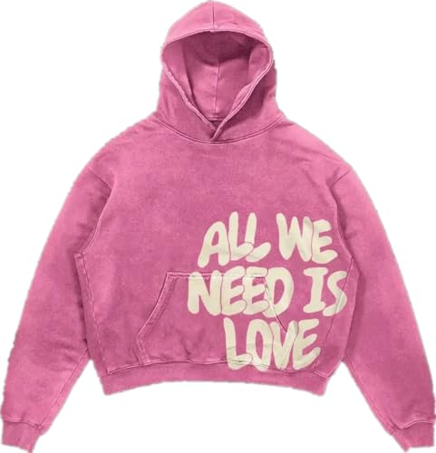 Silver Basic Herren Y2K All We Need is Money Bedruckter Hip-Hop Fashion Hoodie-Pink-S1 von Silver Basic