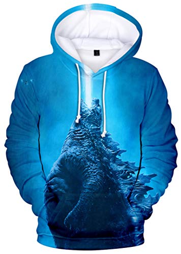 Silver Basic Jungen Sweatshirts Kong Filmcharakter Motiv Kapuzenpullover,Blau Godzilla BS2 von Silver Basic