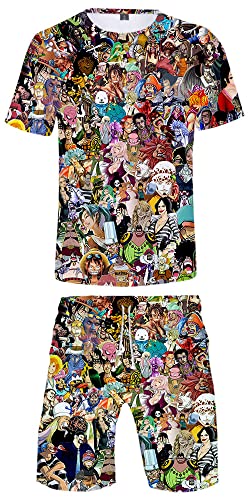 Silver Basic Unisex One Piece Anime Set T-Shirts und Shorts 3D Digitaldruck Sommer Casual Fashion Tops Sportanzug,04317-XL3 von Silver Basic