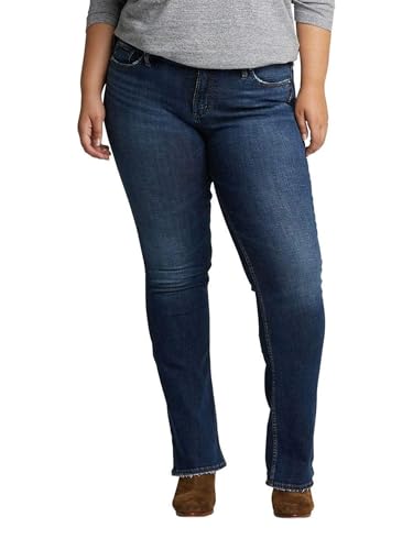 Silver Jeans Co. Damen Plus Size Suki Curvy Fit Mid Rise Slim Bootcut Jeans, Vintage Dark Wash, 52 Mehr von Silver Jeans Co.