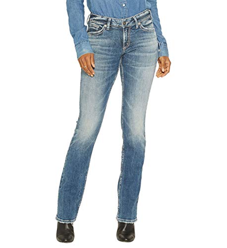 Silver Jeans Co. Damen Suki Curvy Fit Mid Rise Slim Bootcut Jeans, Medium Vintage, 33W x 31L von Silver Jeans Co.