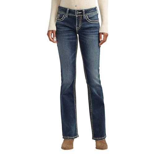 Silver Jeans Co. Damen Suki Mid Rise Curvy Fit Indigo Wash Bootcut Jeans, Indigo/Mandala-Traum, 31W x 32L Silver Jeans Co. Damen Suki Mid Rise Curvy Fit Indigo Wash Bootcut Jeans, Indigo/Mandala-Traum, 31W x 32L von Silver Jeans Co.