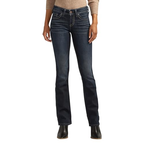 Silver Jeans Co. Damen Suki Mid Rise Straight Leg Jeans, Dark Indigo Rinse, 26W x 29L von Silver Jeans Co.