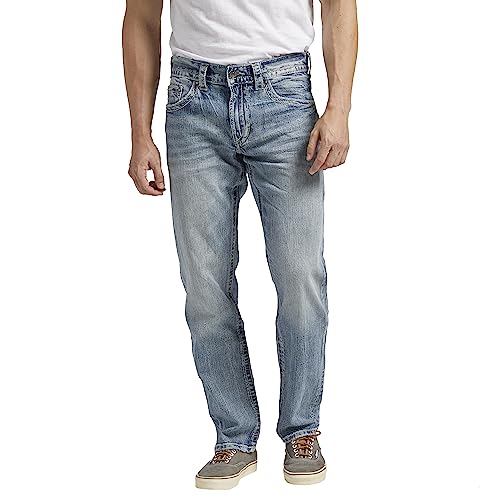 Silver Jeans Co. Herren Eddie Relaxed Fit Tapered Leg Jeans, Medium Indigo, 40W / 34L von Silver Jeans Co.