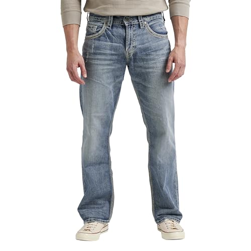 Silver Jeans Co. Herren Gordie Loose Fit Straight Leg Jeans, Helles Indigoblau, 40W / 30L von Silver Jeans Co.