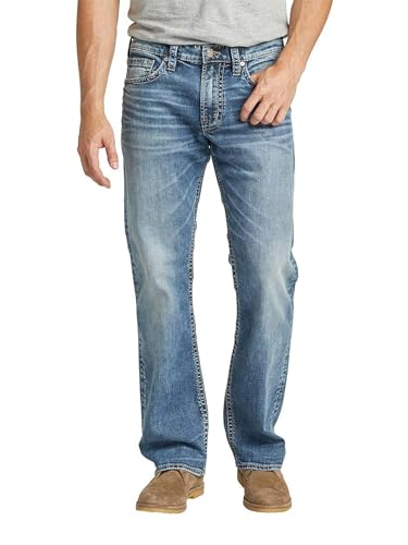 Silver Jeans Co. Herren Zac geradem Bein Jeans, Klassisches Dunkles Indigo, 32W / 34L von Silver Jeans Co.