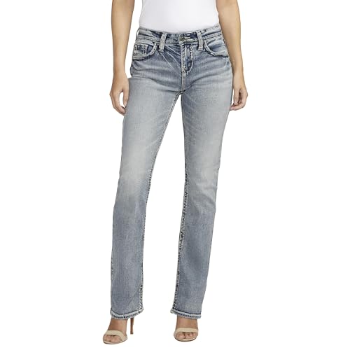 Silver Jeans Co. Damen Suki Curvy Fit High Rise Baby Bootcut Jeans, Light Wash Indigo, 27W x 31L von Silver Jeans Co.