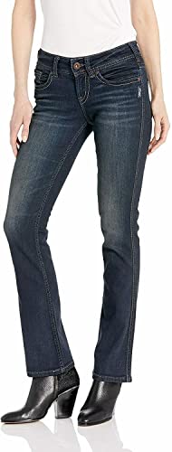 Silver Jeans Co. Damen Suki Curvy Fit Mid Rise Slim Bootcut Jeans, Grau Dunkel Indigo Rinse, 30W x 35L von Silver Jeans Co.