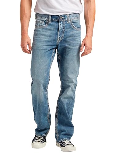 Silver Jeans Co. Herren Craig Easy Fit Bootcut Jeans, Light Marble Indigo, 38W / 34L von Silver Jeans Co.