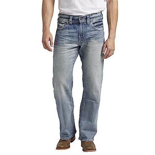 Silver Jeans Herren Gordie geradem Bein, lockere Passform Jeans, Light Wash Indigo, 28W / 32L von Silver Jeans Co.