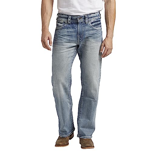 Silver Jeans Co. Herren Gordie geradem Bein, lockere Passform Jeans, Light Wash Indigo, 32W / 30L von Silver Jeans Co.