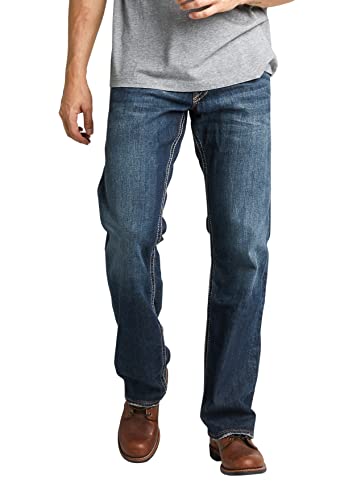 Silver Jeans Co. Herren Zac Relaxed Fit Straight Leg Jeans, Dunkles Indigoblau, 32W / 30L von Silver Jeans Co.