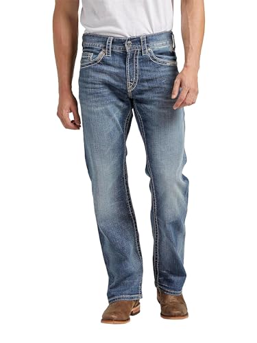 Silver Jeans Co. Herren Zac Relaxed Fit Straight Leg Jeans, Helles Indigoblau, 34W / 30L von Silver Jeans Co.