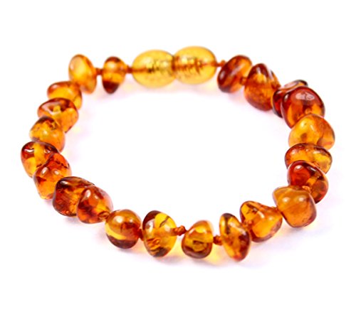 SilverAmber Jewellery UK New Baltischer Bernstein Fußkettchen Armband Cognac - handgefertigt 100% echte Bernstein Perlen - Premium Qualität - Größen 12-25cm - (17,5cm), 17,5 cm, Bernstein von SilverAmber Jewellery