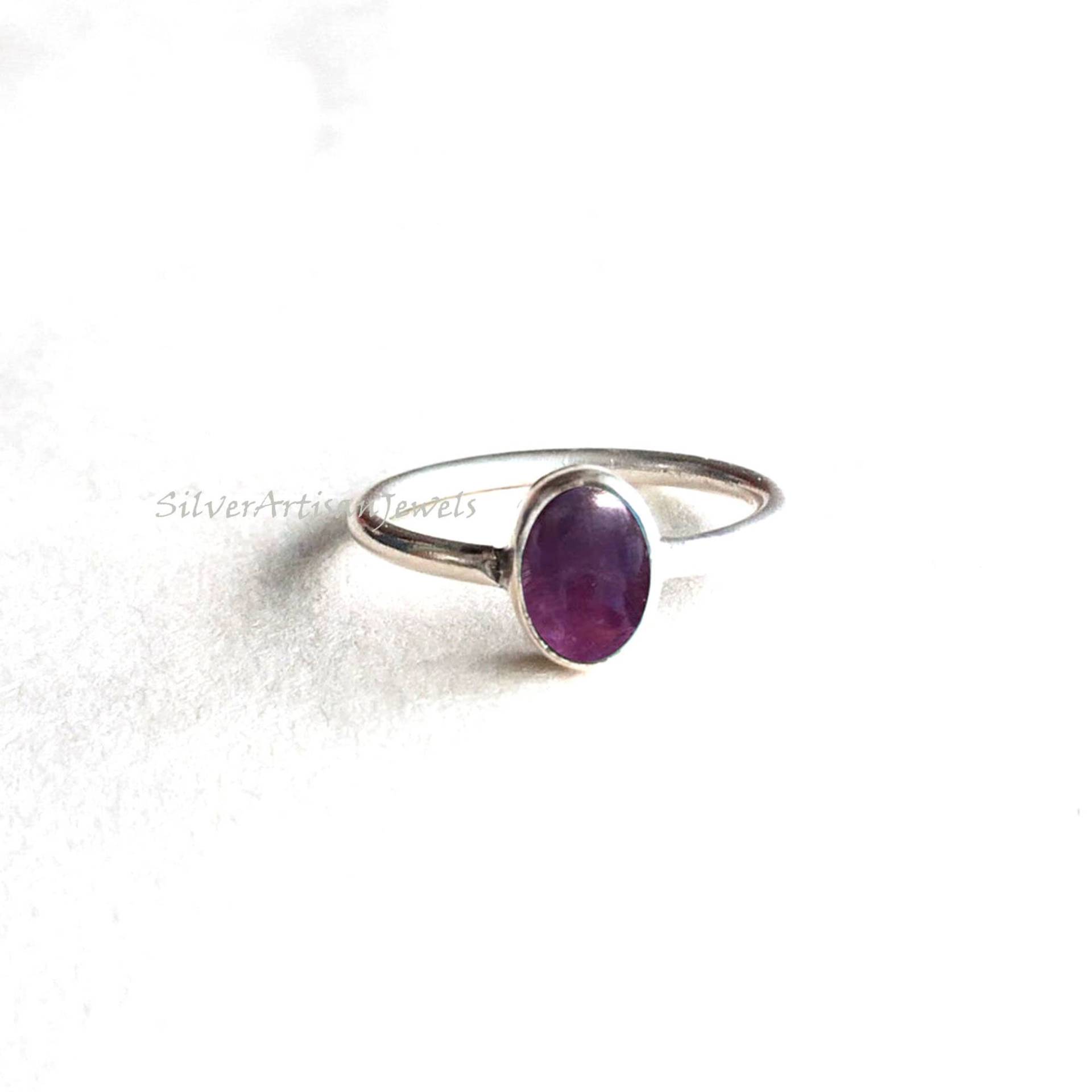 925 Sterling Silber Ring, Natürliche Lila Amethyst Ring, Oval Ring, Handgefertigter Ring, Amethyst Brithstone Ring, Für Männer Frauen, Versprechen von SilverArtisanJewels