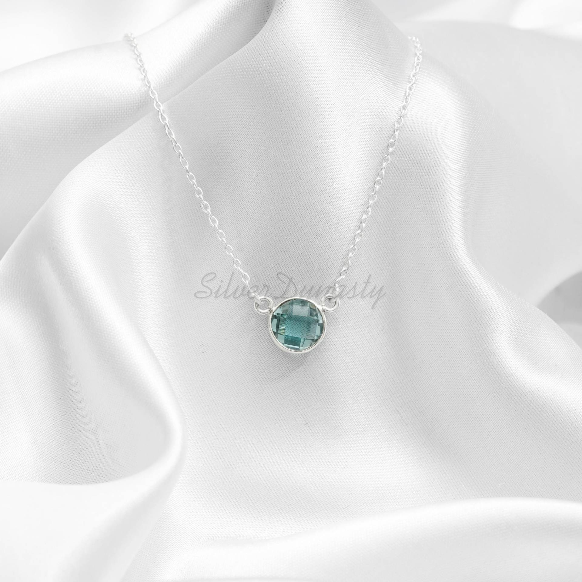 Aquamarine Stein Anhänger, 925 Sterling Silber Kette, Handgemachte Schmuck, Valentinstag Geschenk Für Sie von SilverDynasty