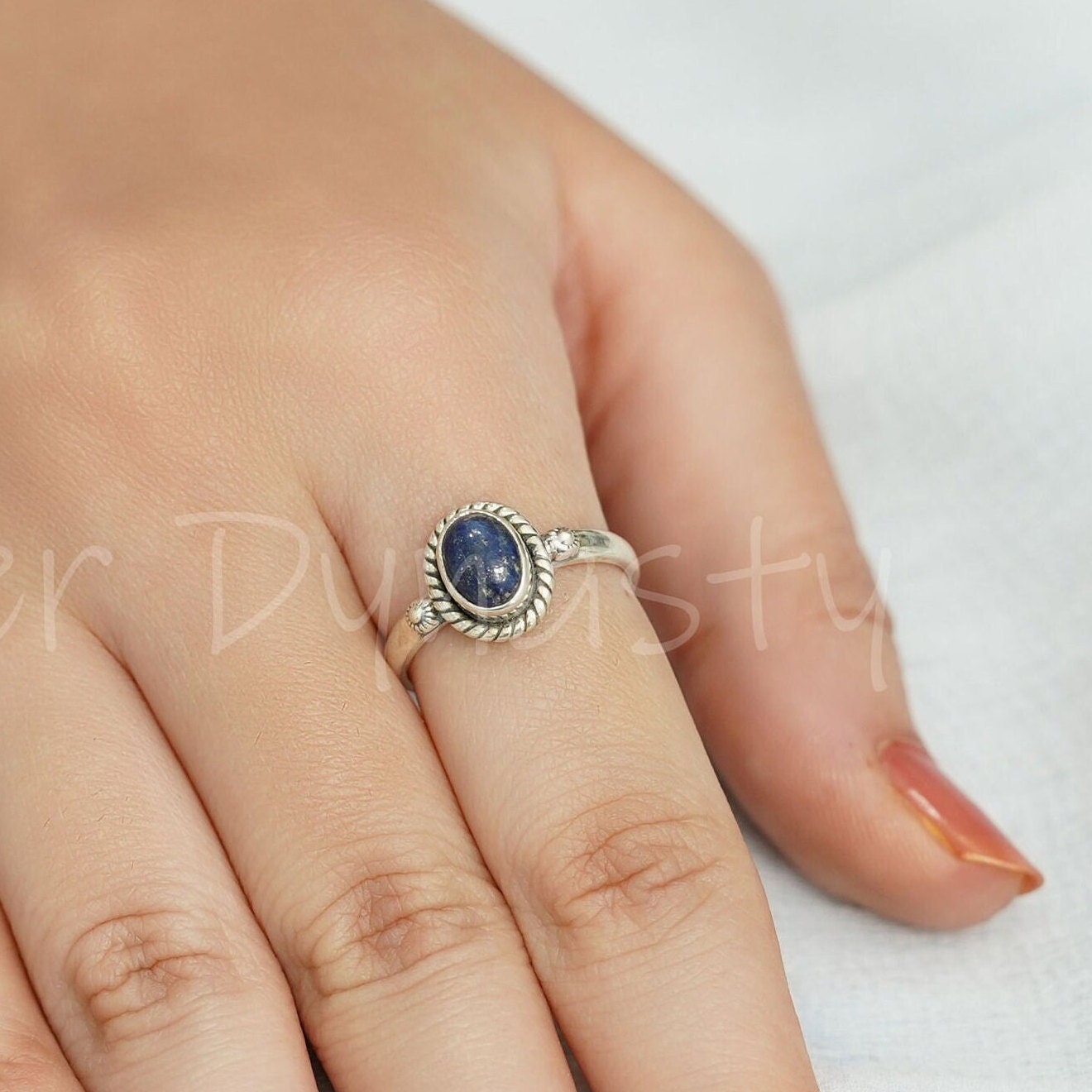 Natürlicher Lapis Lazuli Ring, 925 Sterling Silber Handgemachte Frauen Edelstein Ring von SilverDynasty