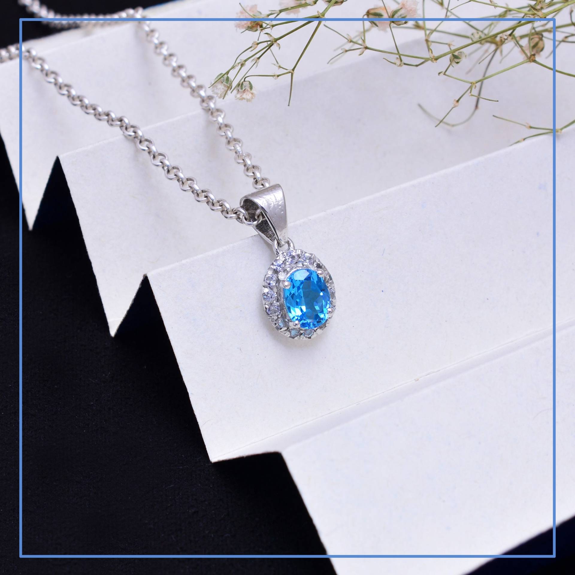 Aaa+ Schweizer Blautopas Sterling Silber Oval Anhänger ~ Edelstein 925 Feine Handgemachte Halskette Schmuck Geschenke Für Sie Sag4154 von SilverGlareJewelry