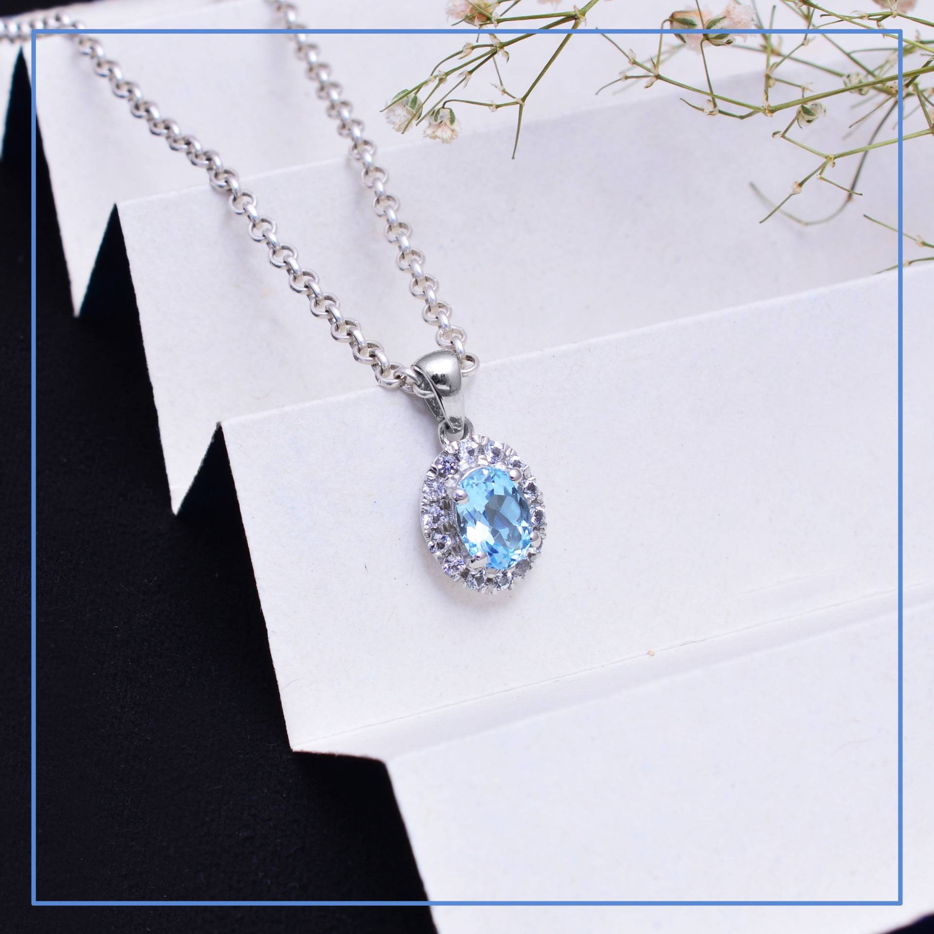 Natürlicher Aaa+ Aquamarin Sterling Silber Oval Anhänger ~ Edelstein 925 Feine Handgemachte Halskette Schmuck Geschenke Für Sie Sag4154 von SilverGlareJewelry