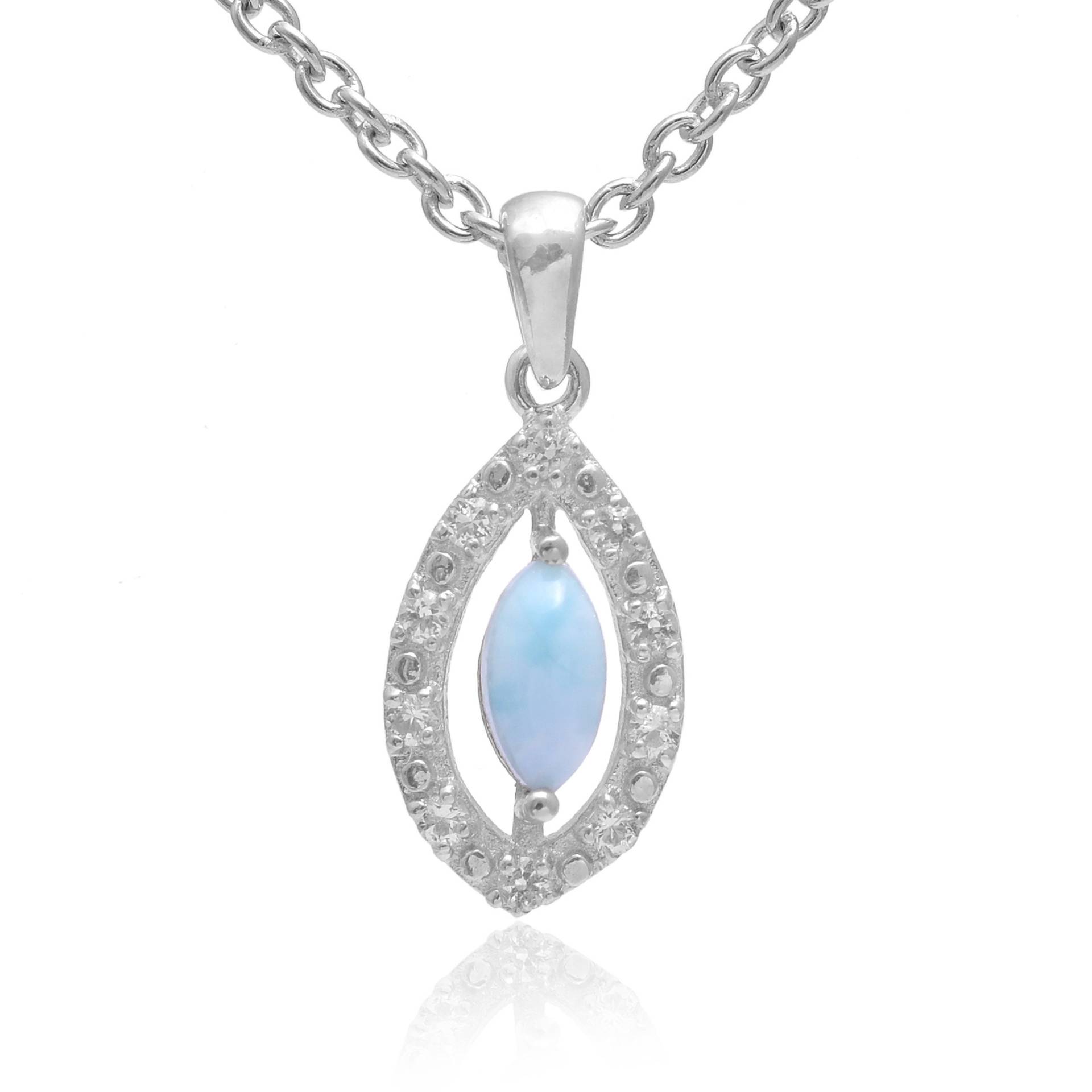 Natürlicher Larimar Sterling Silber Marquise Anhänger ~ Edelstein 925 Schöne Halskette Feiner Handgemachter Schmuck Geschenke Für Sie Rl01 von SilverGlareJewelry