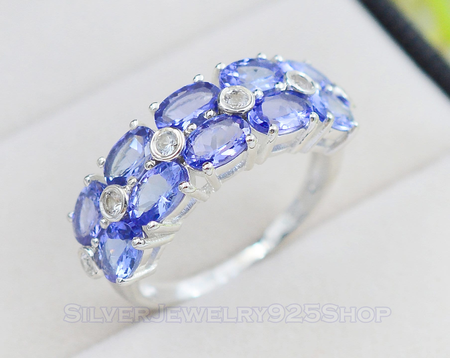 Natürlicher Blauer Tansanit Ring | 925 Sterling Silber Dezember Geburtsstein Cluster-Frauen-Ring Violet Blau Geschenk Für Freund1 von SilverJewelry925Shop