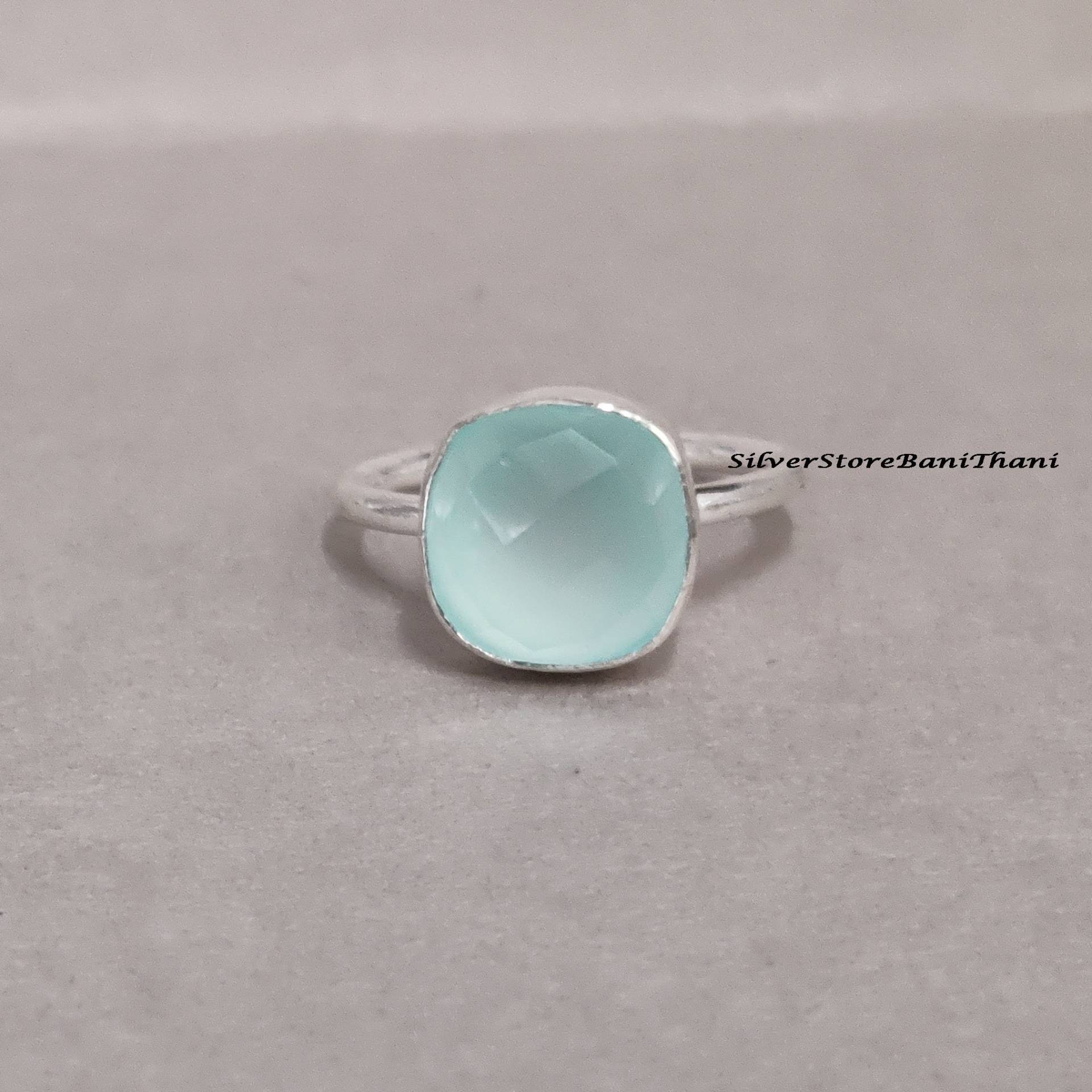 Aqua Chalcedon Ring, 925 Sterling Silber Blauer Stein Etsy Schmuck, Schöner Einfacher Geschenk Für Frauen von SilverStoreBaniThani