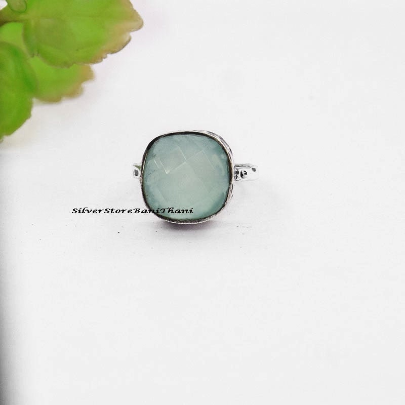 Aqua Chalcedon Ring, 925 Sterling Silber Handgemachter Edelstein Natürlicher Stein Etsy Schmuck, Geschenk Für Frauen von SilverStoreBaniThani