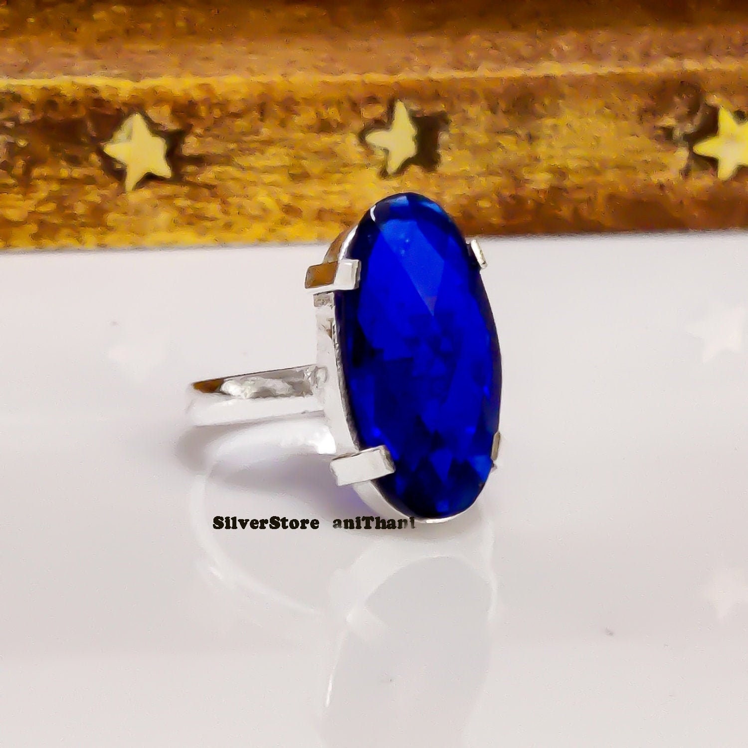 Tansanit Ring, 925 Sterling Silber Handgemachter Statement Edelstein Schöner Blauer Stein Geschenk Für Frauen von SilverStoreBaniThani