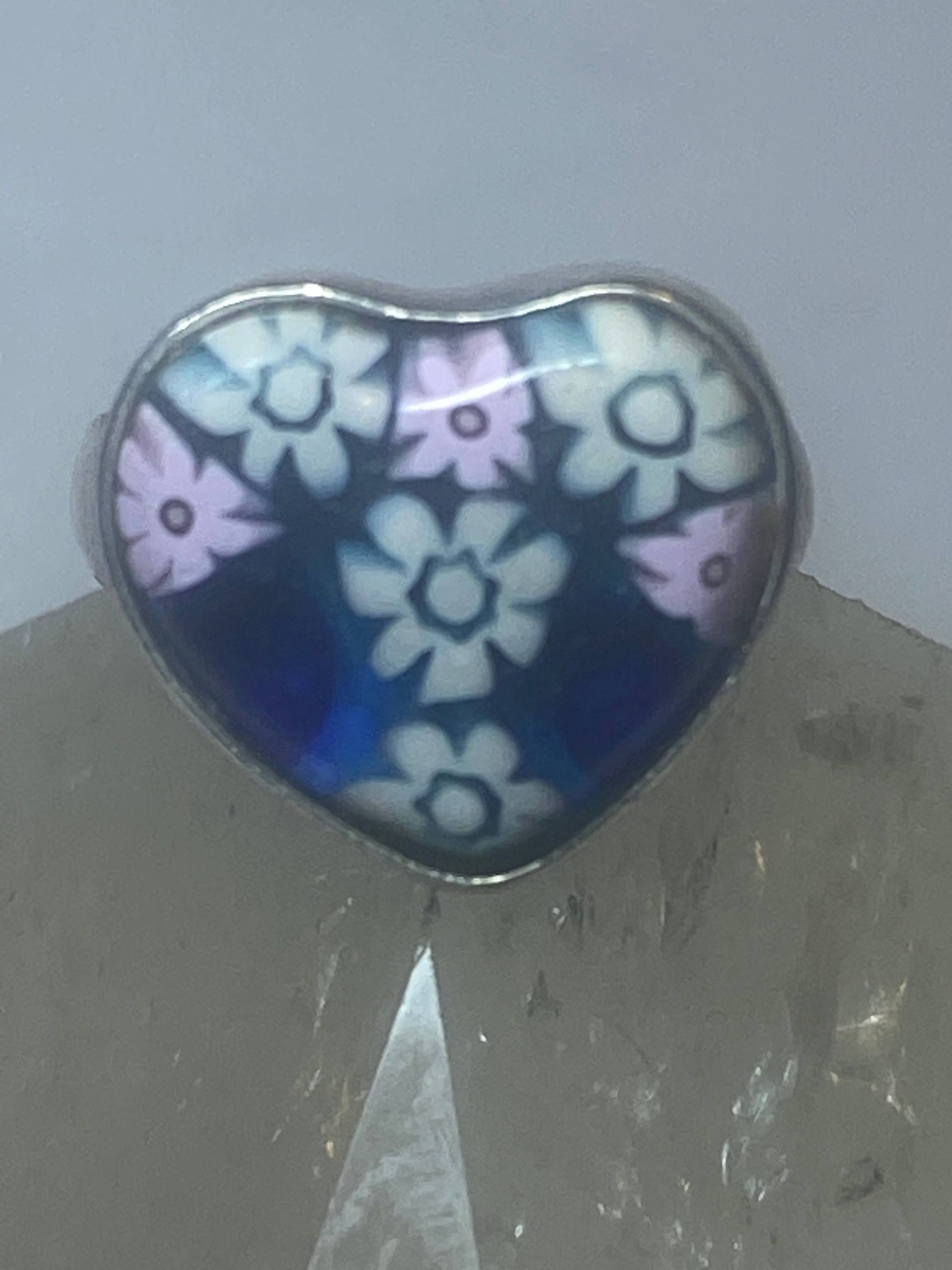 Herz Ring Aus Murano Glas Blumen Liebe Valentine Sterlingsilber Damen Mädchen von Silvercity925