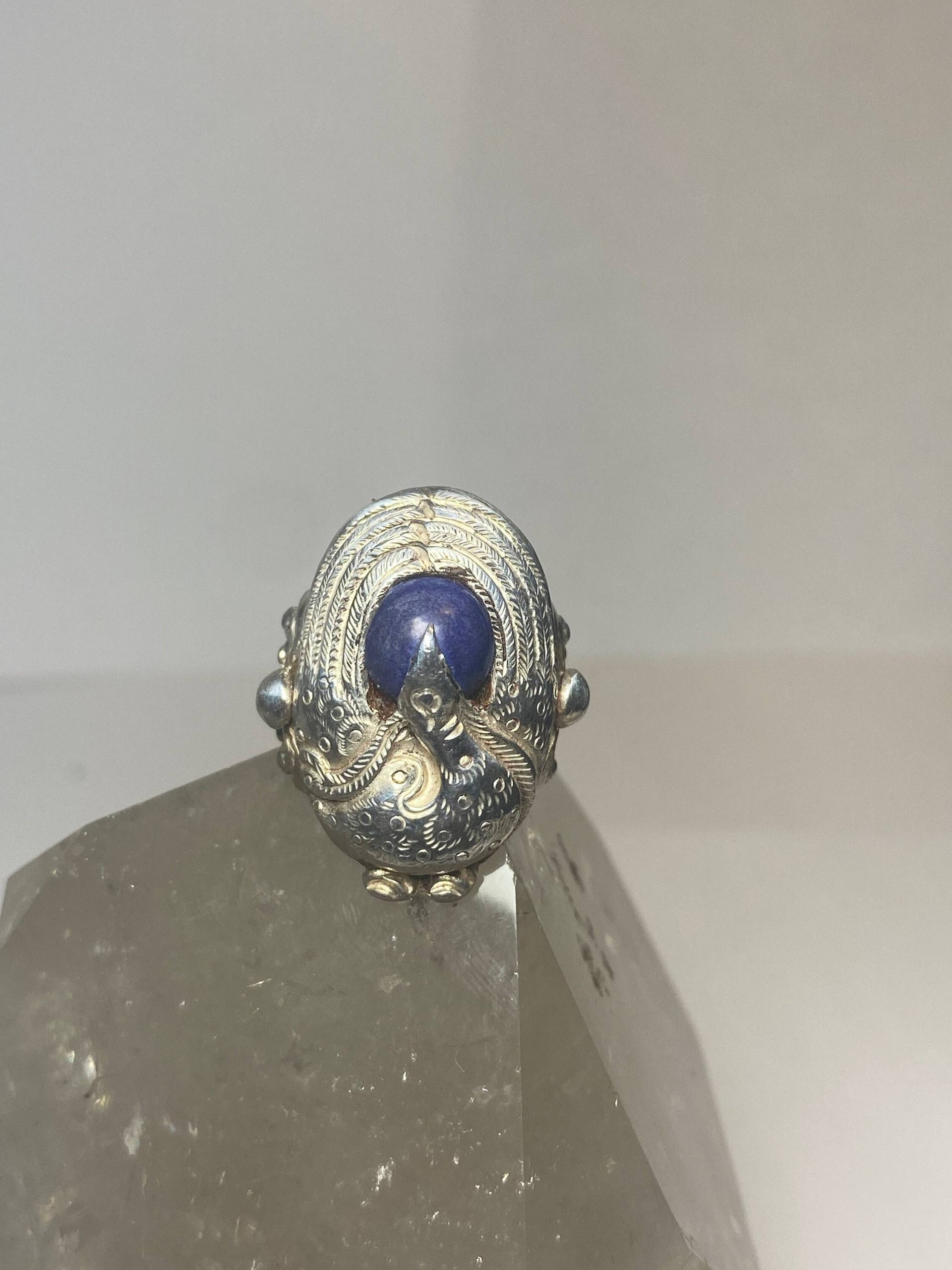 Vogel Ring Blau Stein Boho Flügel Sterling Silber Damen Größe 5 von Silvercity925