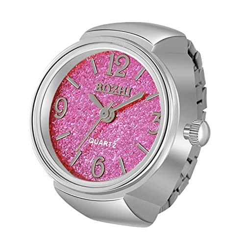 Silverora Armbanduhr mit Ring-Uhr, analog, Quarz, mit digitalem Zifferblatt, elastisches Armband für Damen und Herren, Orange von Silverora