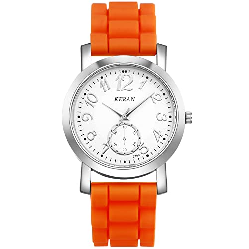 Silverora Herren Damen Armbanduhr Analog mit Silikon Armband (Orange) von Silverora