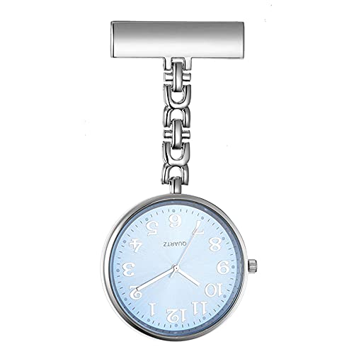 Silverora Krankenschwester-Taschenuhr, personalisierbar, Broschen-Uhr mit großem Zifferblatt, Quarzuhrwerk, mit Sekundenzeiger, Geschenk für Mutter und Vater, blau, Non-Personnalisable von Silverora