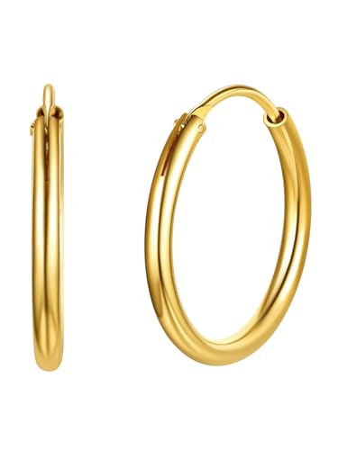 Silvora Basic Runde Kreis 925 Silber Creolen Gold 20mm Ohrringe Damen Polierte Creolen Hoop Klein Durchmesser 20mm Mode Creolen Modeschmuck Ohrringe für Damen Frauen Mädchen von Silvora