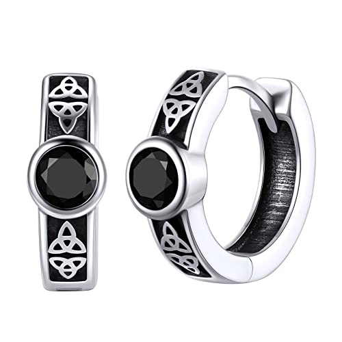 Silvora 925 Silber Herren Damen Ohrring Vinking Keltische Knoten Ohrstecker Retro Keltisch Creolen Hoop mit Zirkonia Wikinger Ohrschmuck für Männer Jungen von Silvora