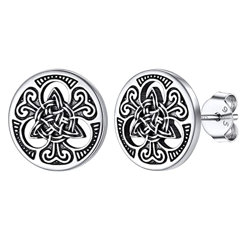 Silvora 925 Silber Keltische Konten Ohrring Damen Herren Triquetra Trinity Knoten Ohrstecker Gothic Viking Irishce Knoten Ohrstecker Ohrschmuck für Männer Frauen von Silvora