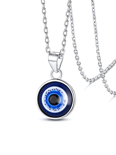 Silvora Damen Halskette mit Evil Eye Anhänger Blaue Böse Blick Halskette 925 Silber Gothic Nazar Auge Kette mit 41cm Kette für Damen Frauen Mädchen von Silvora