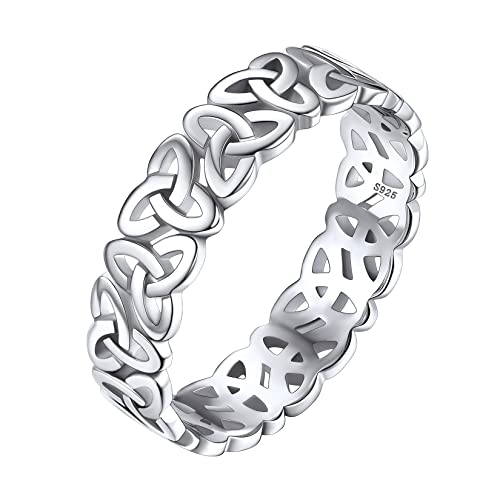 Silvora Damen Keltischer Knoten Siegelring 925 Silber Irischer Triquetra Fingerring 5mm breit Keltische Unendlichkeits-Knoten Verlobungsring Ehering Ringgröße 57（18.1） von Silvora