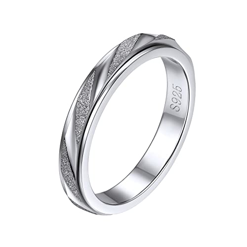 Silvora Dünner Damen Spinner Ring 925 Silber Schlichter Frauen Mädchen Fingerring 3mm breit drehbarer Fidget Bandring Simple Verlobungsring Ehering Ringgröße 54.4（17.25） von Silvora