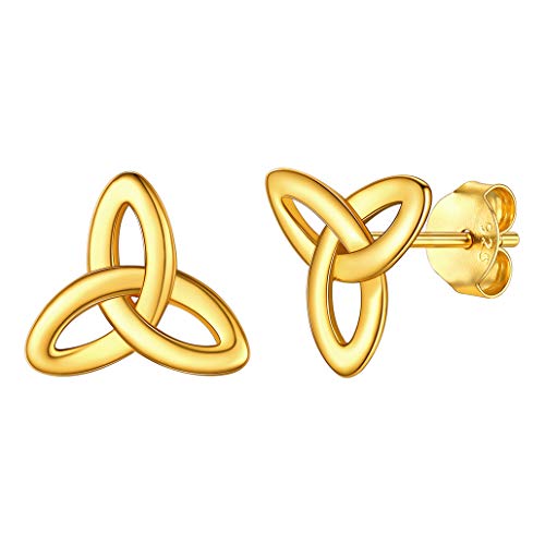 Silvora Irischer Triquetra Keltischer Knoten Damen Ohrstecker S925 Silber 18K Vergoldet Kleine Ohrringe für Frauen und Mädchen von Silvora