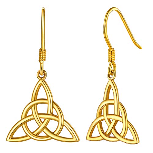 Silvora Keltischer Knoten Hängende Tropfen Ohrringe Triquetra Trinity 18K Vergoldet Irische Unendlichkeit Ohrring für Frauen und Mädchen Schmuck Geburtstagsgeschenk von Silvora