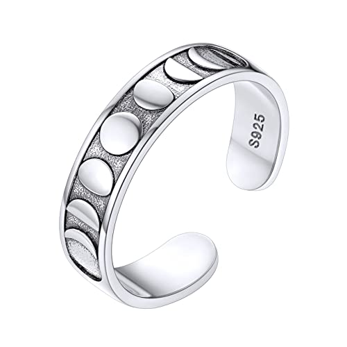 Silvora Offener Ring, Sterling-Silber 925, verstellbar, [kubanische Kette/gehämmert/Architektur/DNA/LGBT], Silber, Gold, Schmuck, Geschenk, Hochzeit, Valentinstag, Geburtstag, Silber von Silvora